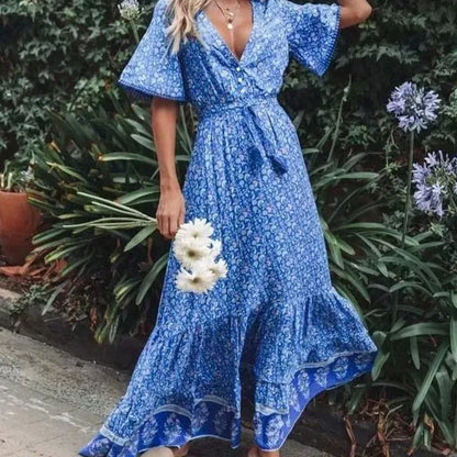 Rozalia – boho sukienka maxi z dekoltem V