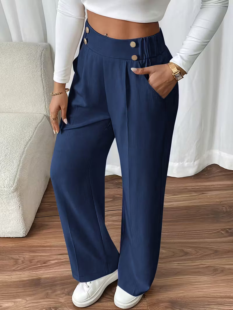 Alicja – Eleganckie Spodnie Bawełniane z Szeroką Nogawką