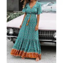 Rozalia – boho sukienka maxi z dekoltem V