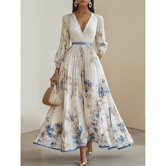 Floriana – plisowana sukienka maxi w kwiaty