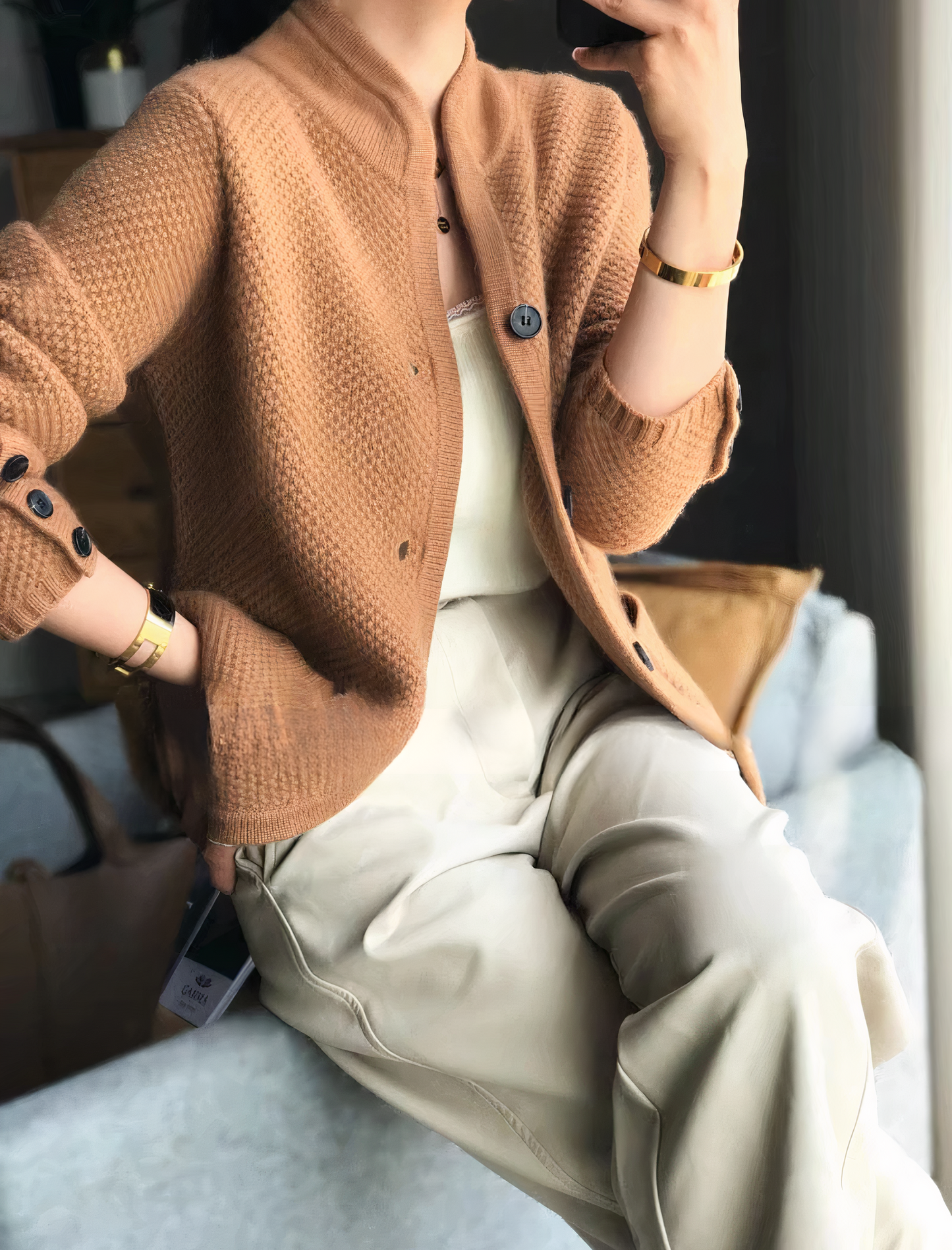 Kobiety Kardigan | Zapięcie z przodu i długie rękawy fason modelu