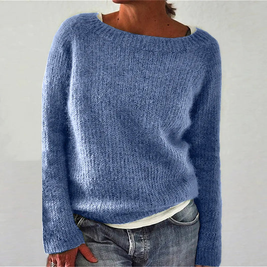 Damski sweter | Okrągły dekolt długi rękaw teksturowany