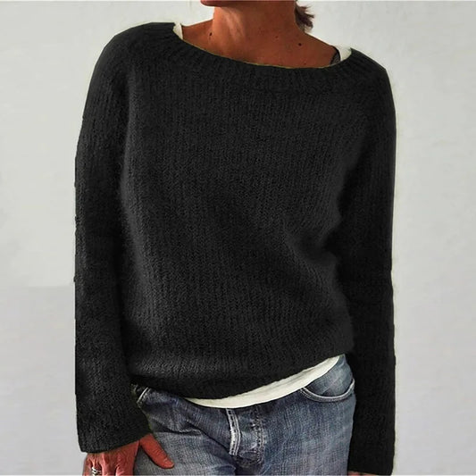 Damski sweter | Okrągły dekolt długi rękaw teksturowany