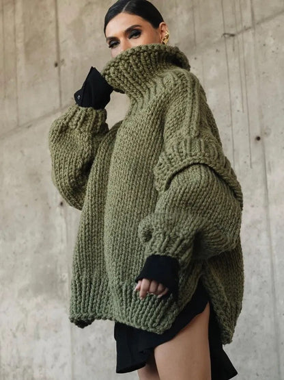 Damski Sweter | Luźny Krój Z Dzianinową Strukturą Kołnierza Modny