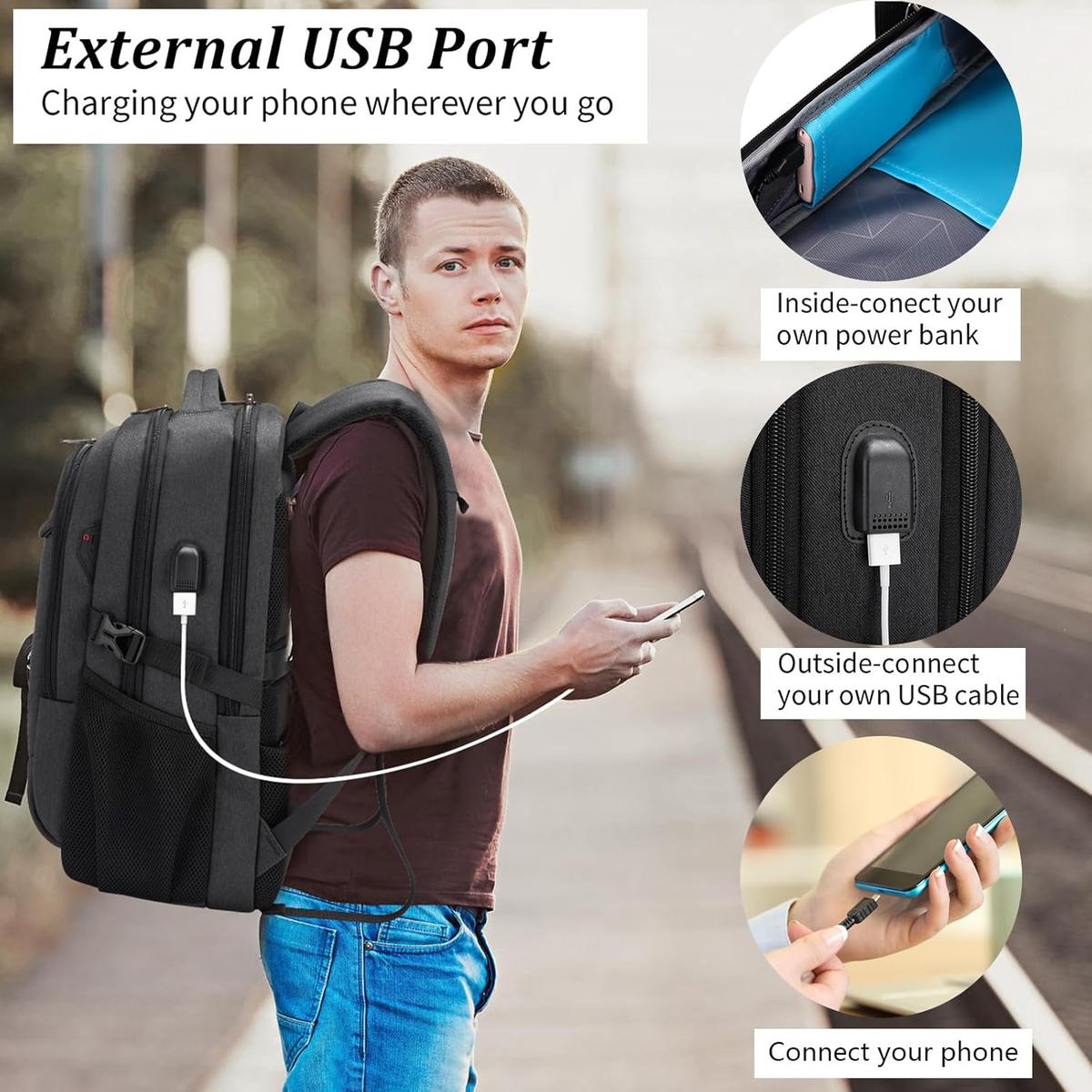 Damski elegancki plecak wodoodporny USB