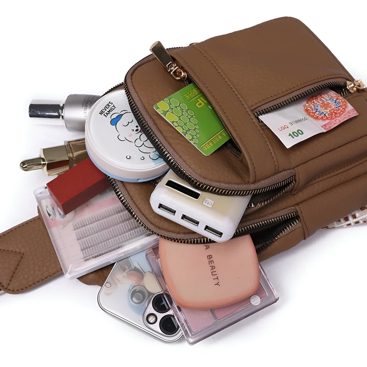 Torba crossbody z wieloma przegrodami i bezpiecznym zamkiem błyskawicznym