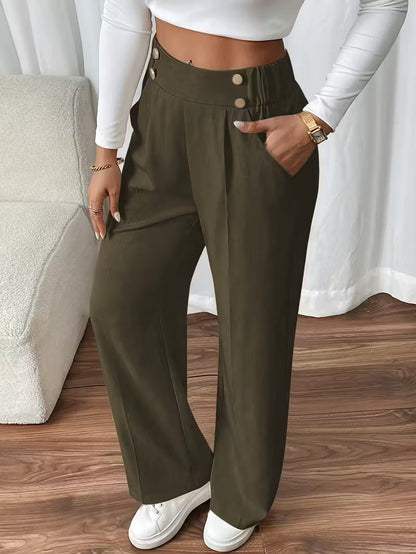 Alicja – Eleganckie Spodnie Bawełniane z Szeroką Nogawką