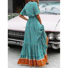 Rozalia – boho sukienka maxi z dekoltem V