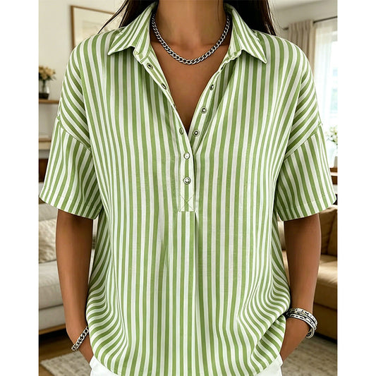 Emily – luźna koszula damska w paski z krótkim rękawem
